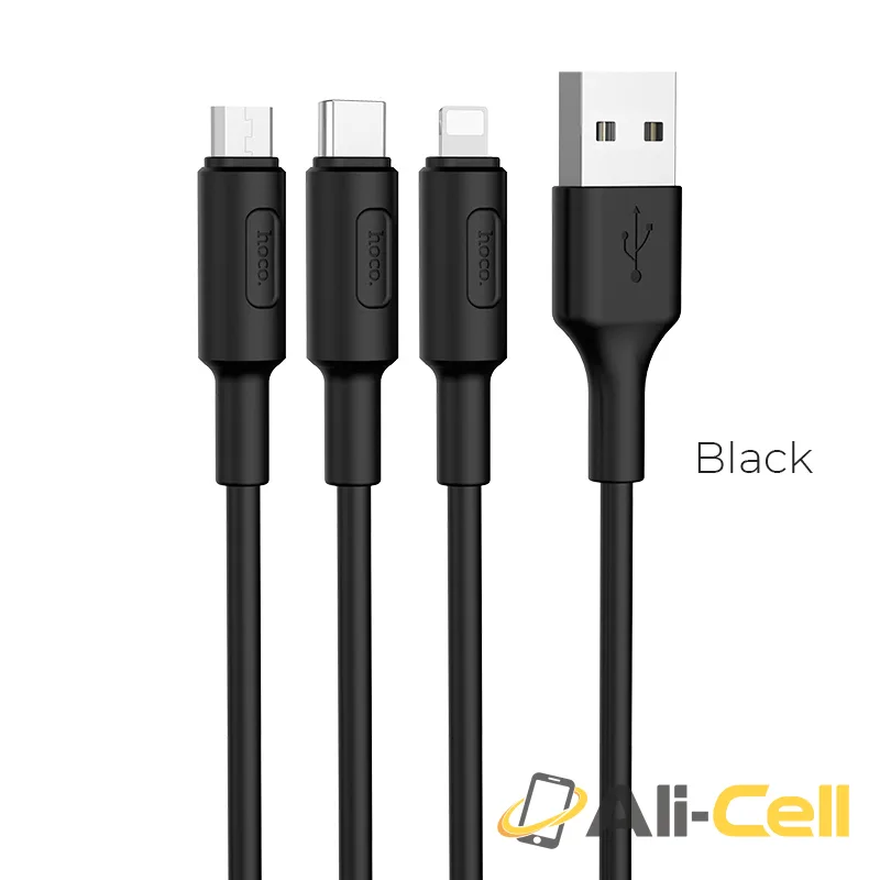Cable USB to Lightning Micro-USB Type-C «X25 Soarer» charging wire (1.0m)