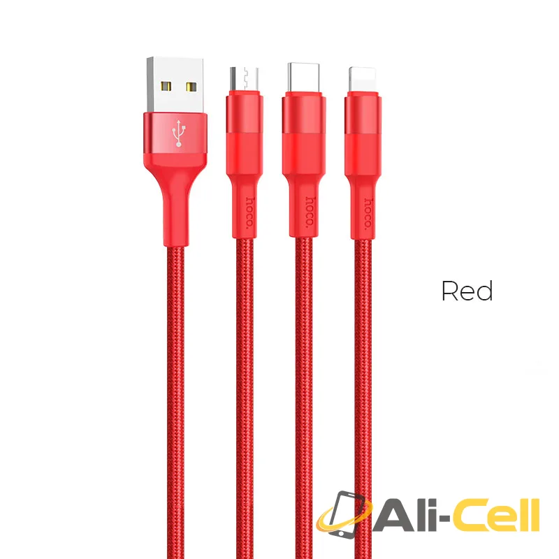Cable USB to Lightning Micro-USB Type-C «X26 Xpress» charging wire (1.0m)