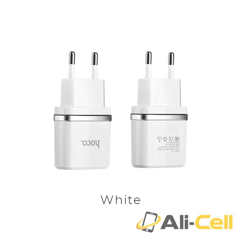 Wall charger “C12 Smart” EU plug double USB charging adapter (Single)