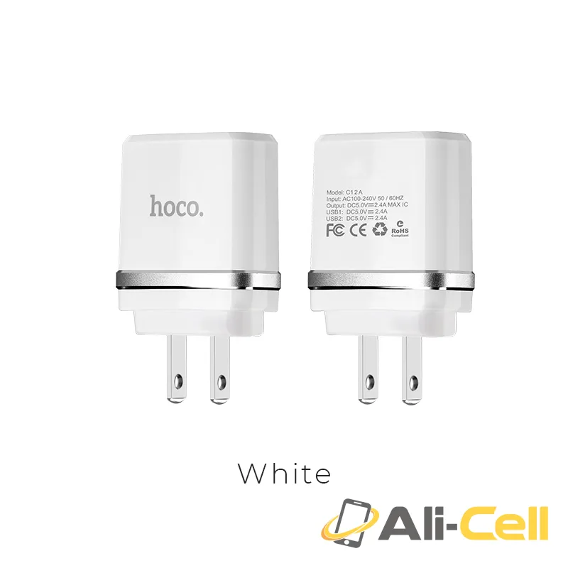 Wall charger “C12A Smart” US plug double USB charging adapter (Single)