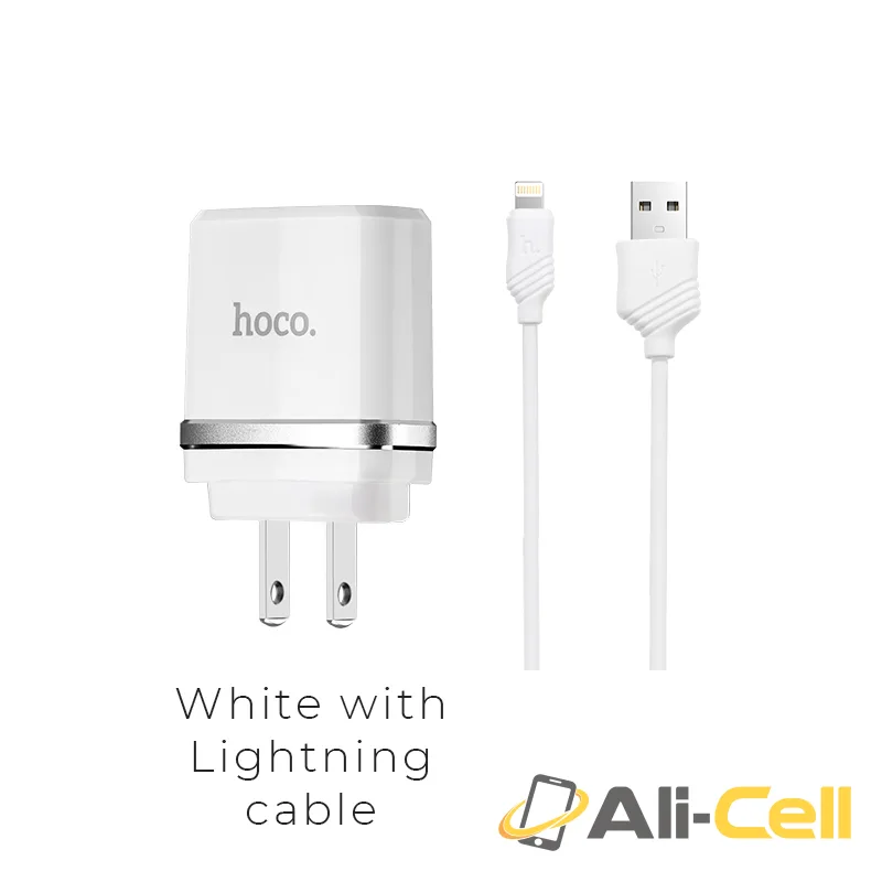 Wall charger “C12A Smart” US plug double USB charging adapter (Set With Lightning Cable)