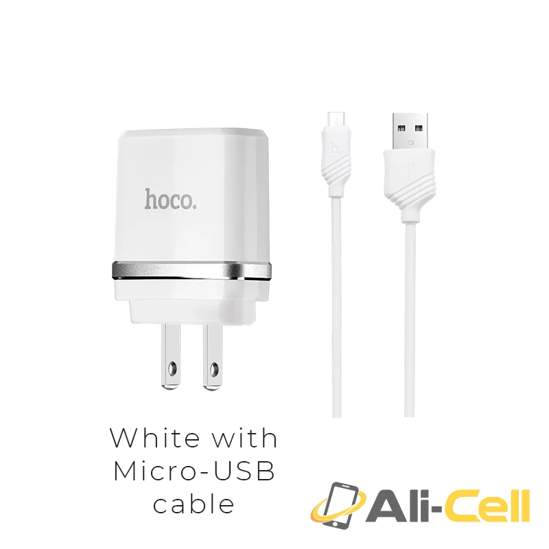 Wall charger “C12A Smart” US plug double USB charging adapter (Set With Micro Usb Cable)