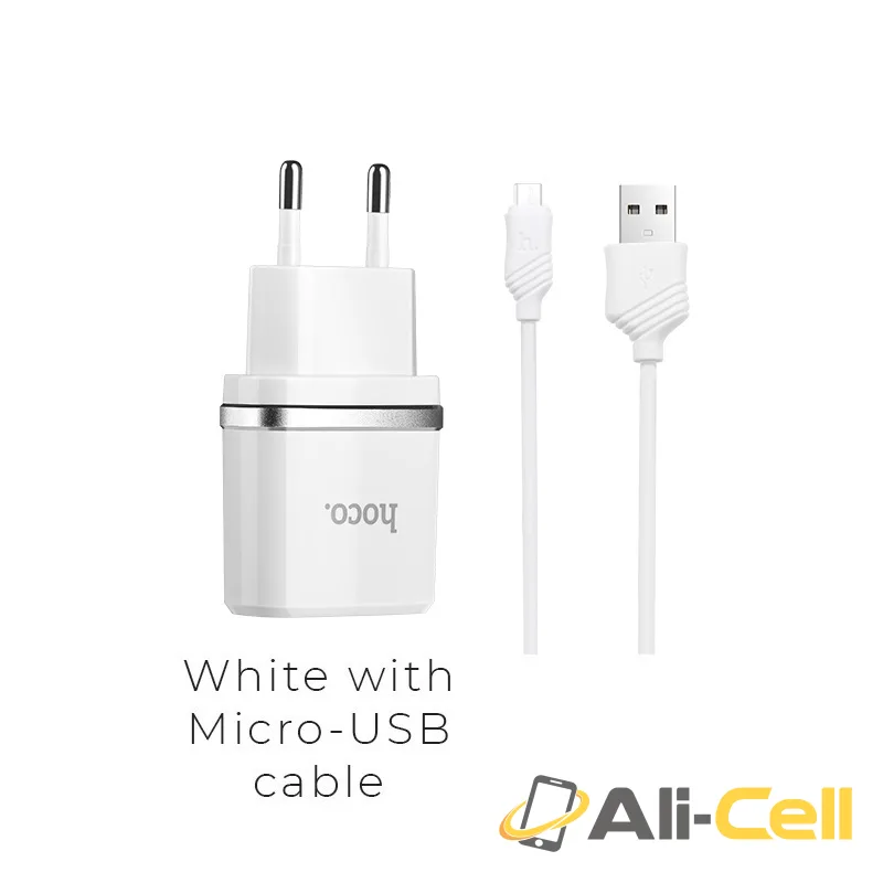 Wall charger “C11 Smart” EU plug single USB charging adapter (Set With Micro Usb Cable)