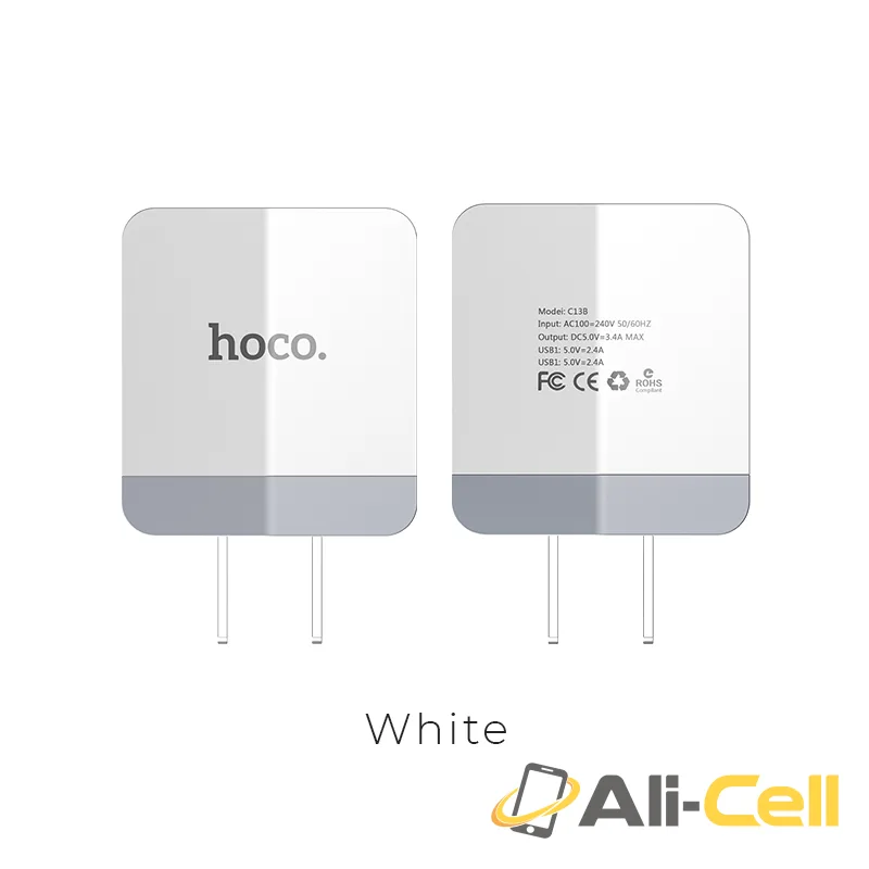Wall charger “C13B” US plug dual USB charging adapter