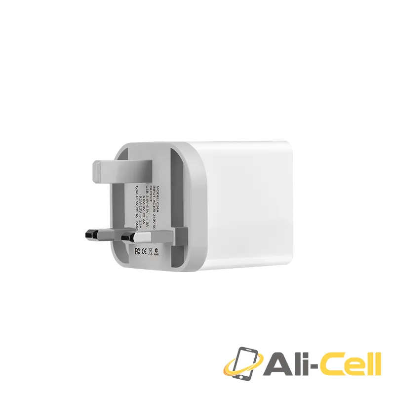Wall charger “C24A Bele” QC3.0 USB-A & USB-C output quick charging (EU) — 2