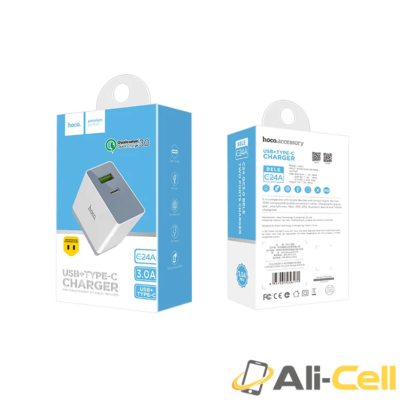 Wall charger “C24A Bele” QC3.0 USB-A & USB-C output quick charging (UK) — 7