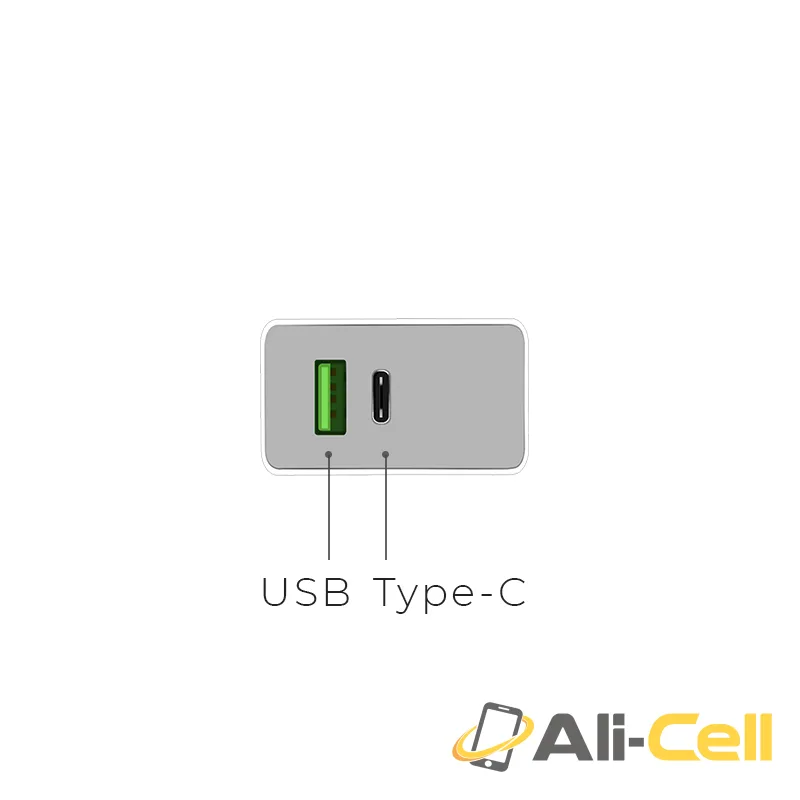 Wall charger “C24A Bele” QC3.0 USB-A & USB-C output quick charging (US) — 3