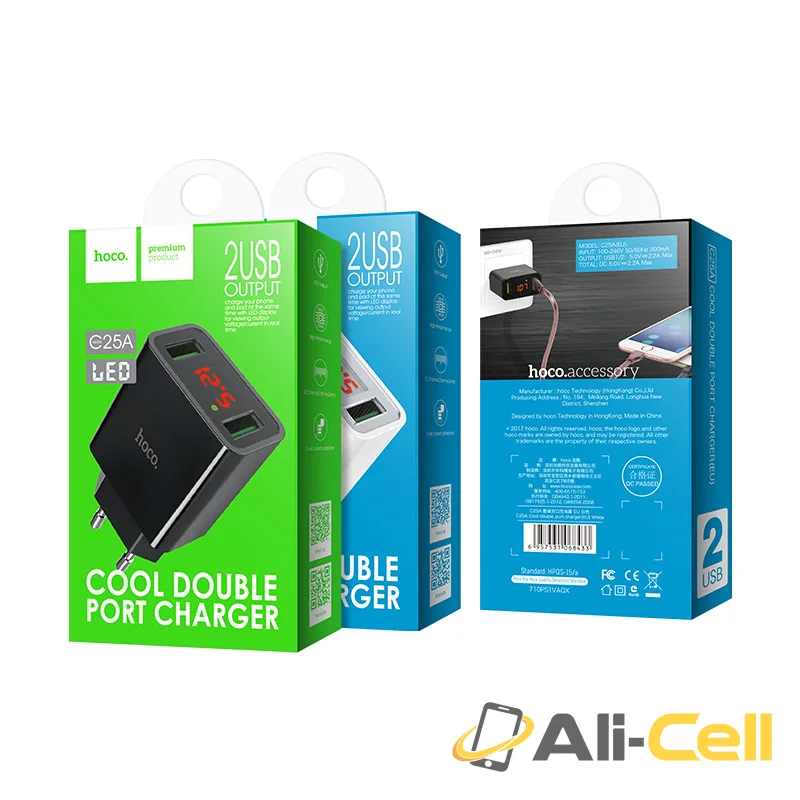 Wall charger “C25A Cool” EU plug dual USB LED display — 7
