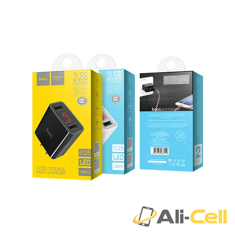 Wall charger “C25 Cool” US plug dual USB LED display — 7