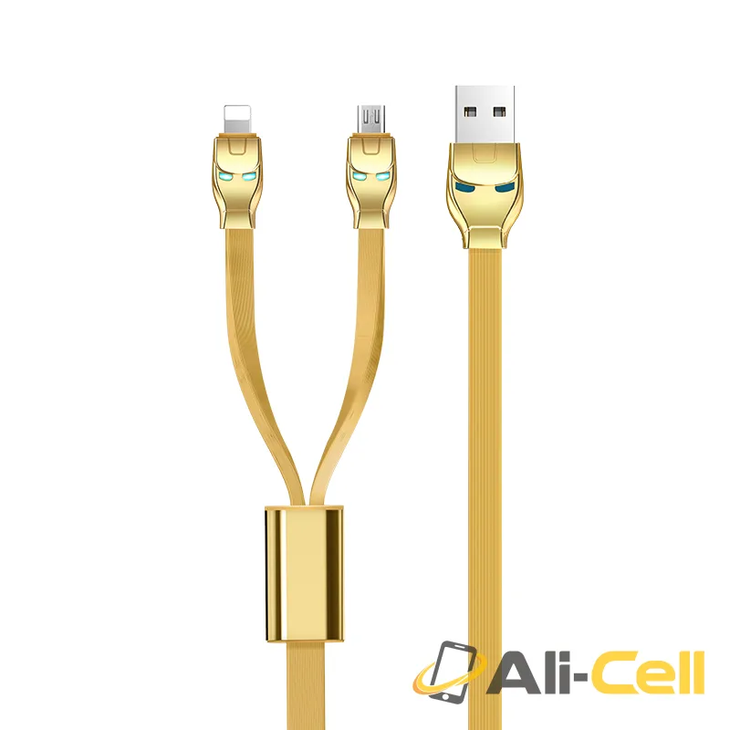 Cable «U14 Steel man 2in1» charging Lightning Micro USB (1.3m) — 3