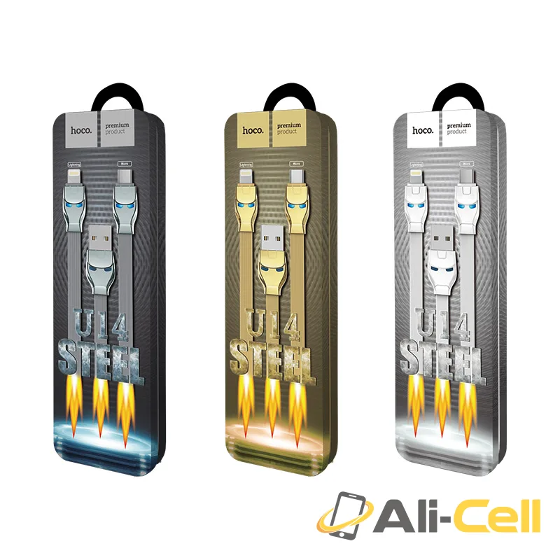 Cable «U14 Steel man 2in1» charging Lightning Micro USB (1.3m) — 7
