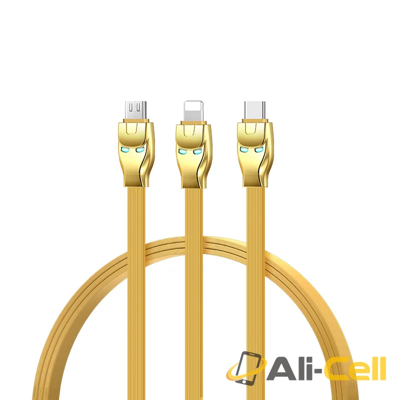 Cable «U14 Steel man 3in1» charging Lightning Micro USB Type C (1.3m) — 2