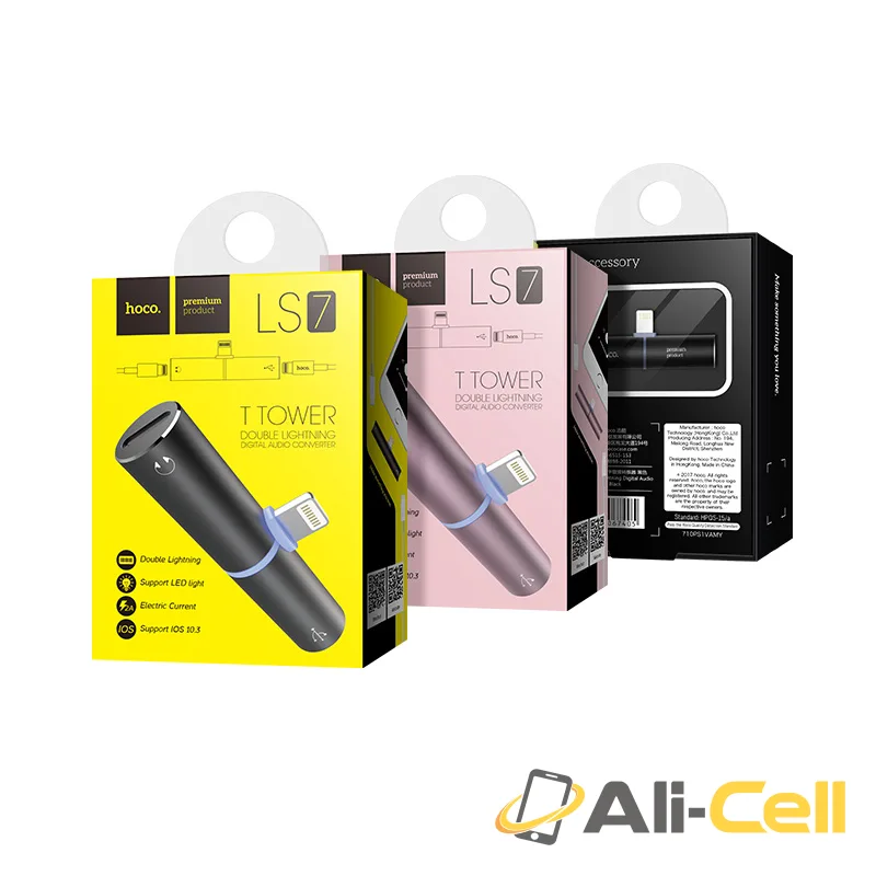 Adapter Lightning to 2xLightning «LS7 T-tower» 2 in 1 audio converter — 7