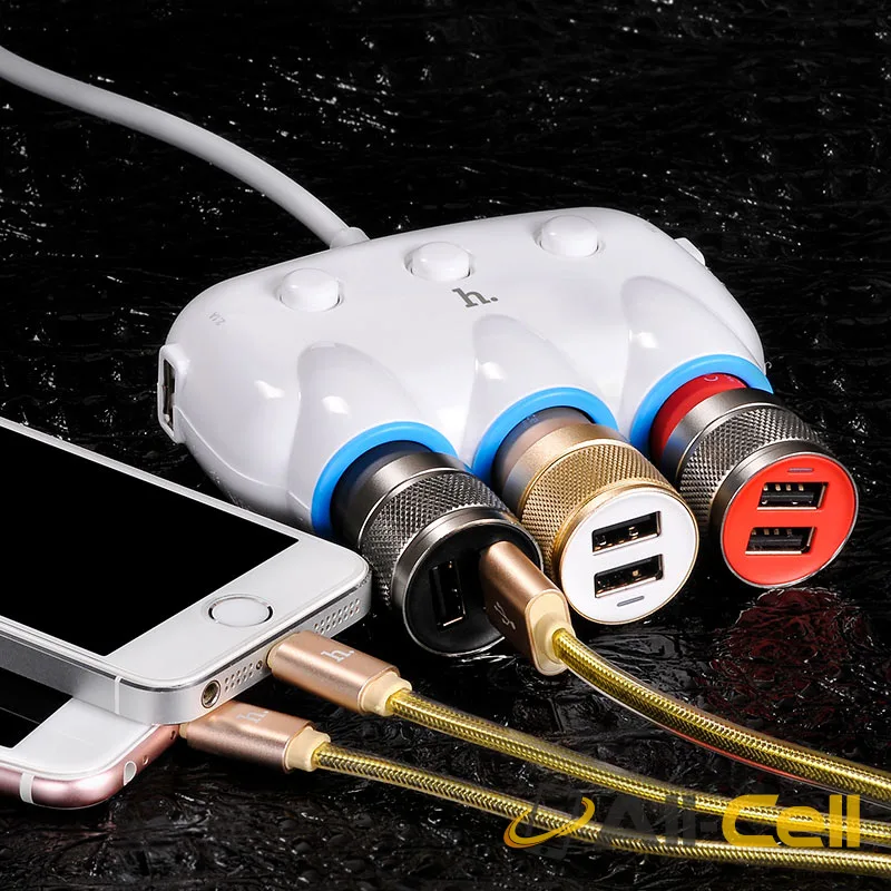Car charger «C1» dual USB triple cigarette lighter charging adapter — 6