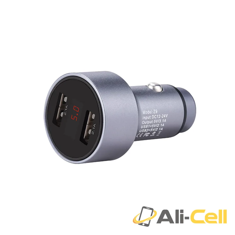 Car charger “Z9 Kingkong” digital display dual USB 2.1A — 2