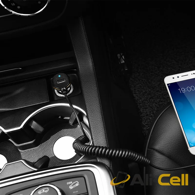 Car charger “Z14” single USB built in spring cable — 6