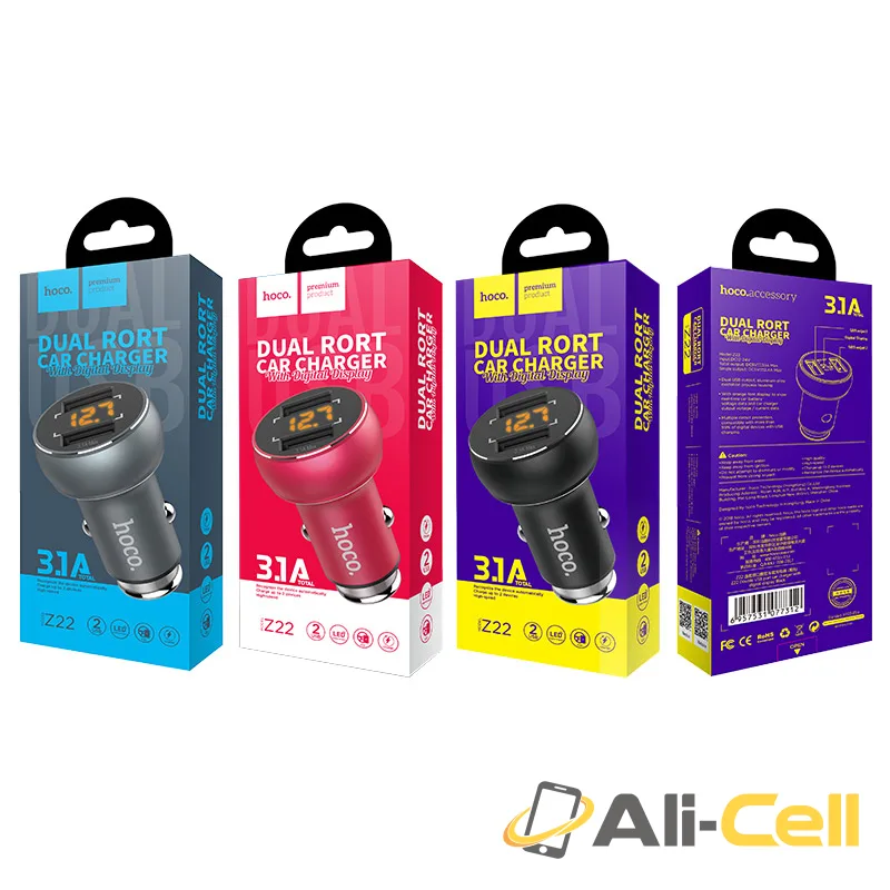 Car charger «Z22» double USB digital display 3.1A 15.5W — 7