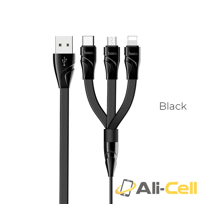 Cable USB to Lightning Micro-USB Type-C «U57 3-in-1 Twisting» 3-in-1 charging wire (1.2m)