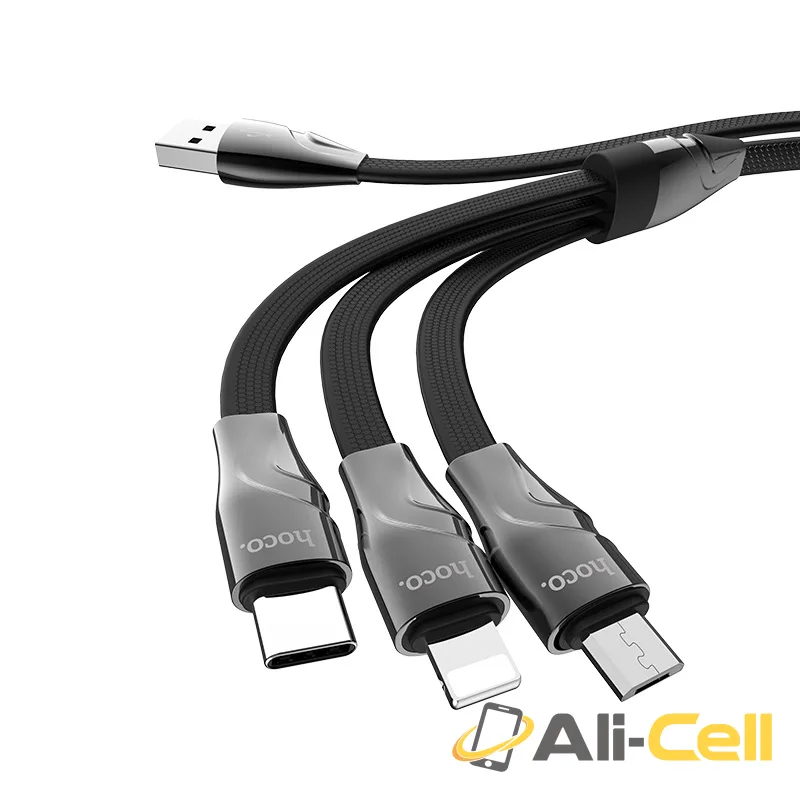 Cable USB to Lightning Micro-USB Type-C «U57 3-in-1 Twisting» 3-in-1 charging wire (1.2m) — 3