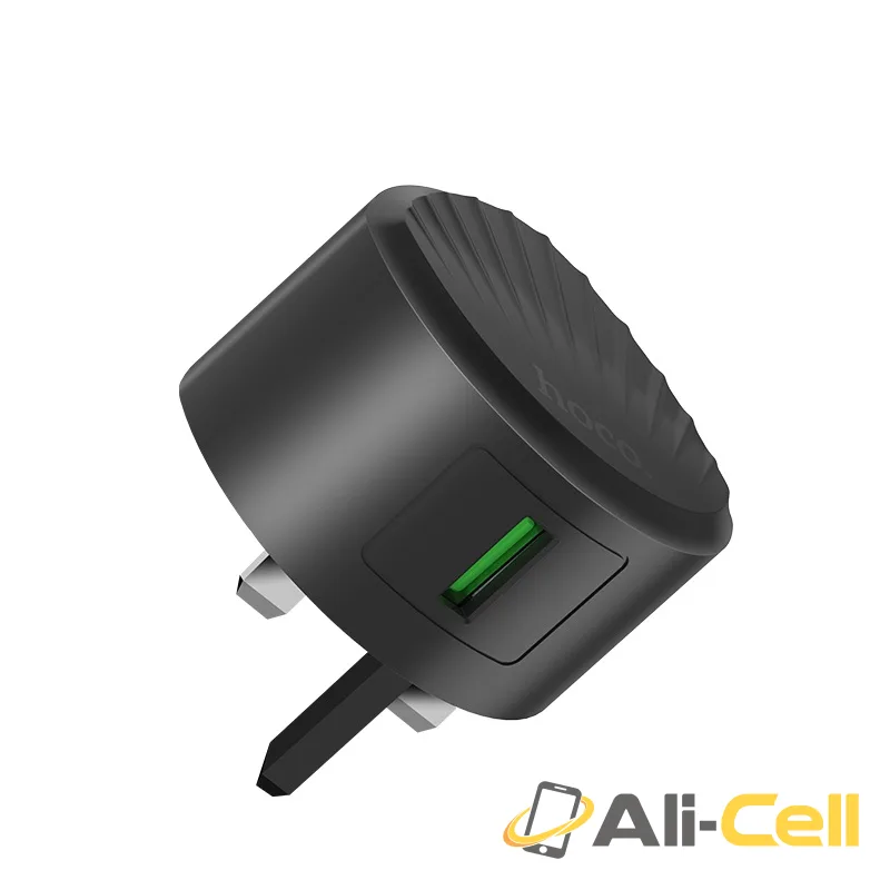 Wall charger “C68B Shell” single USB port QC3.0 UK (C68b Black) — 2