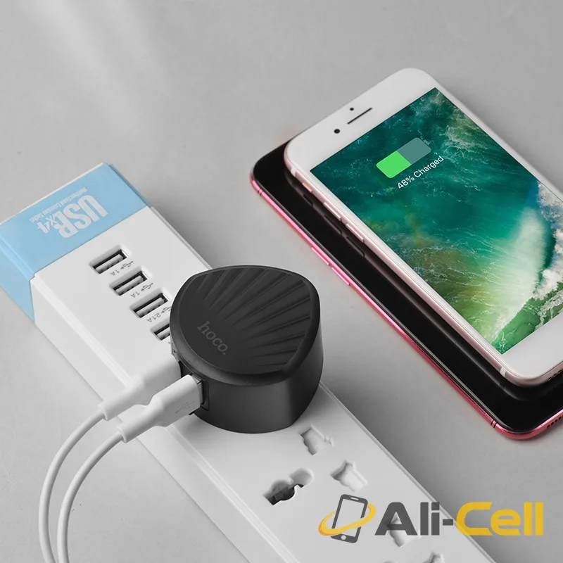 Wall charger “C67B Shell” dual USB port UK (C67b Black) — 5