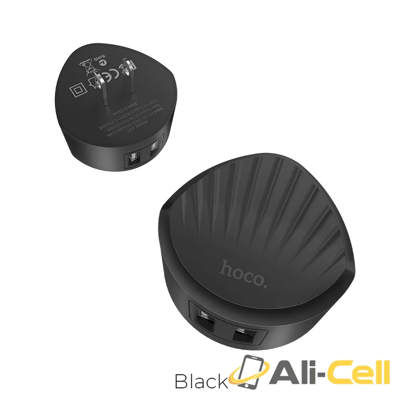 Wall charger “C67 Shell” dual USB port US (C67 Black)