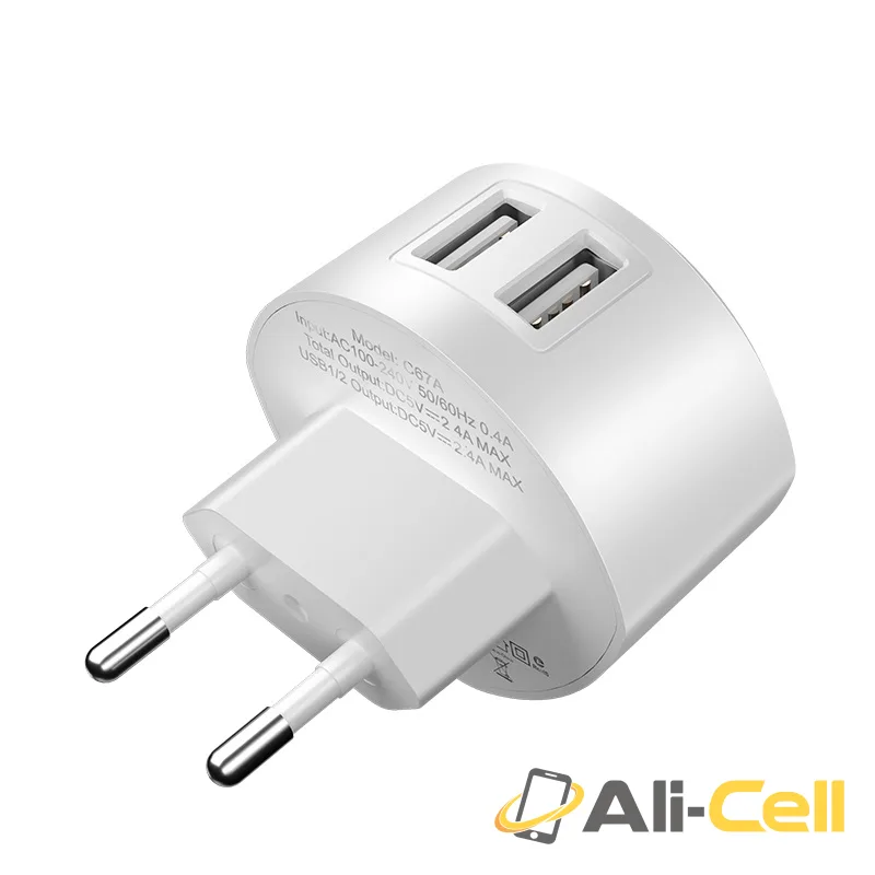 Wall charger “C67A Shell” dual USB port EU (C67a White) — 2