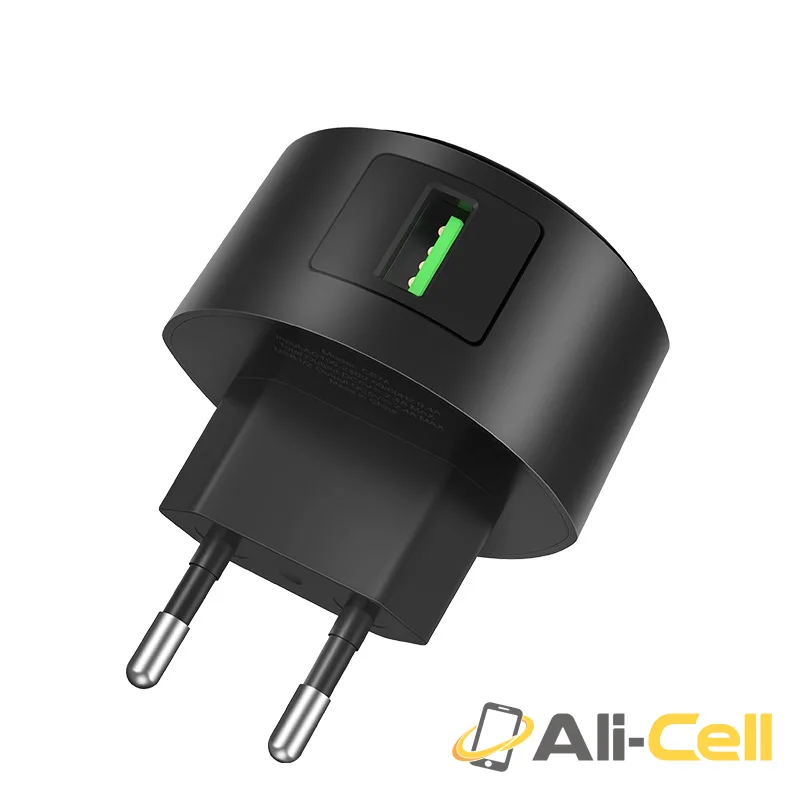 Wall charger “C68A Shell” single USB port QC3.0 EU (C68a Black) — 2