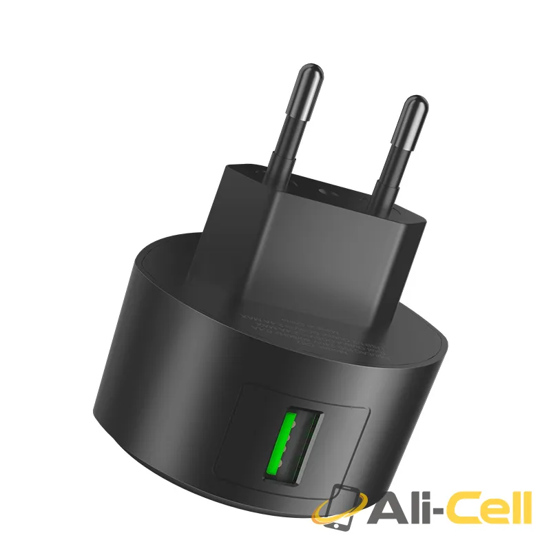 Wall charger “C68A Shell” single USB port QC3.0 EU (C68a Black) — 3