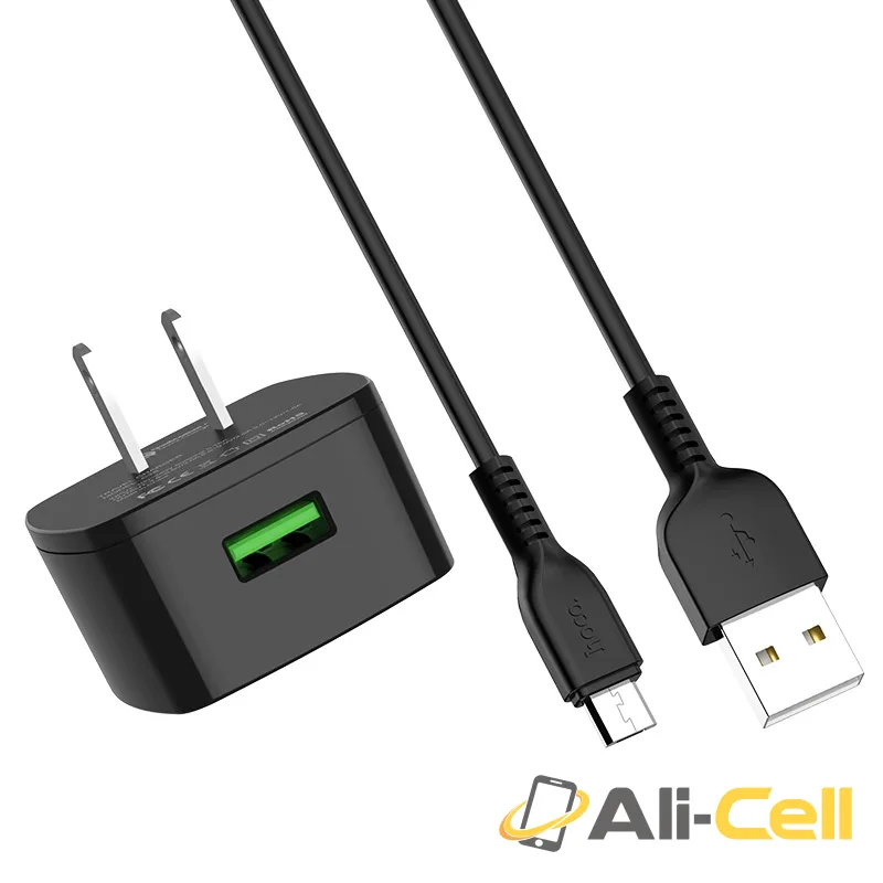 Wall charger “C70 Cutting-edge” single USB port QC3.0 US set with cable (C70 Black) — 4