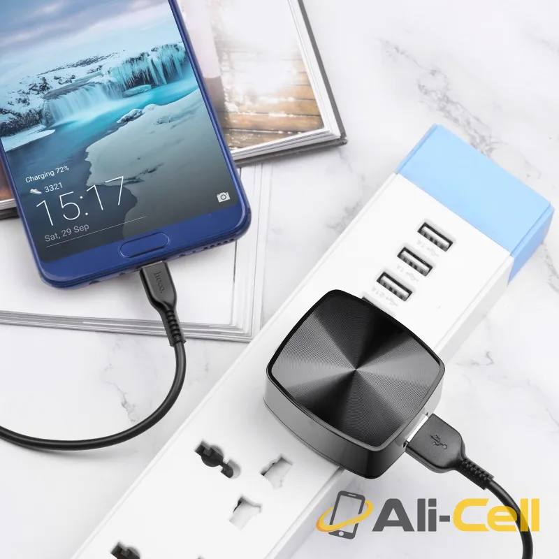 Wall charger “C70 Cutting-edge” single USB port QC3.0 US set with cable (C70 Black) — 6