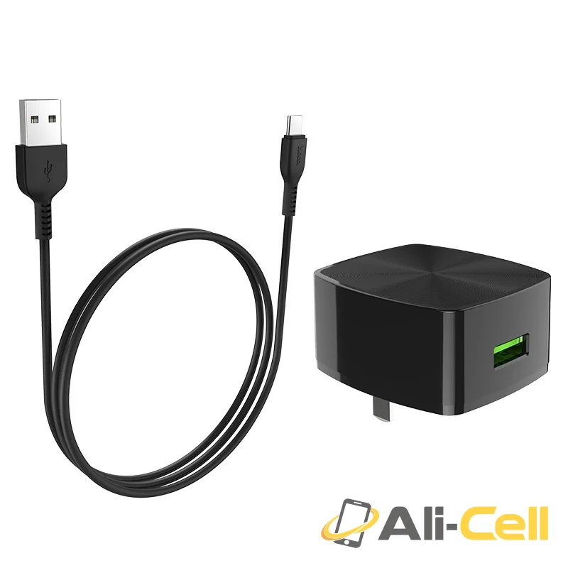 Wall charger “C70 Cutting-edge” single USB port QC3.0 US set with cable (C70 Micro Usb Black, Set With Micro Usb Cable) — 3