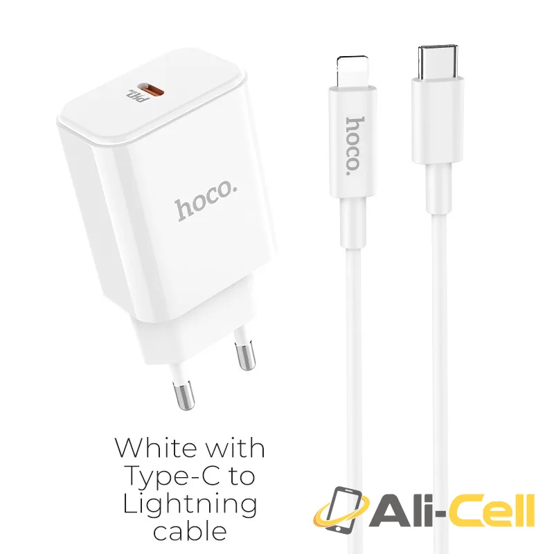 Wall charger “C71A Star speed” PD3.0 single Type-C set with cable EU (C71a Type C Lightning White, Set With Type C To Lightning Cable)