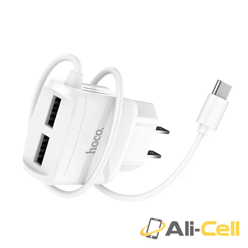 Wall charger “C59 Mega joy” dual USB port US with built-in wire (C59 Micro Usb White, Built In Micro Usb Wire) — 2