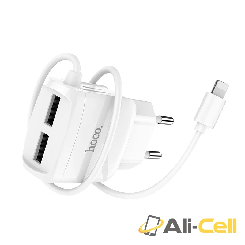 Wall charger “C59A Mega joy” dual USB port EU with built-in wire (C59a Micro Usb White, Built In Micro Usb Wire) — 2