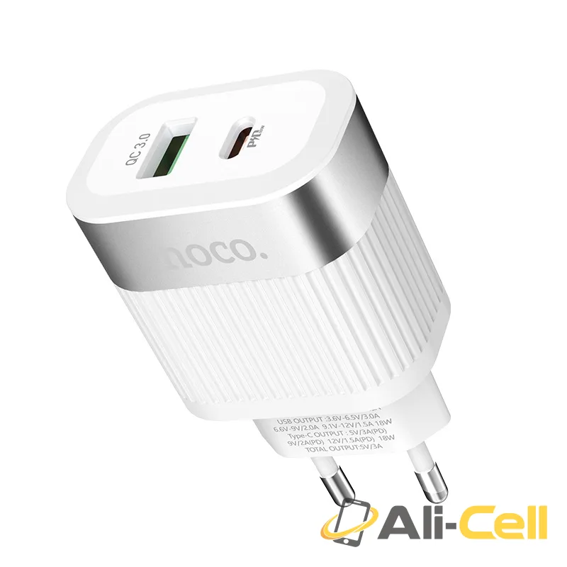Wall charger “C58A Prominent” USB QC3.0 & Type-C PD EU (C58a White) — 3