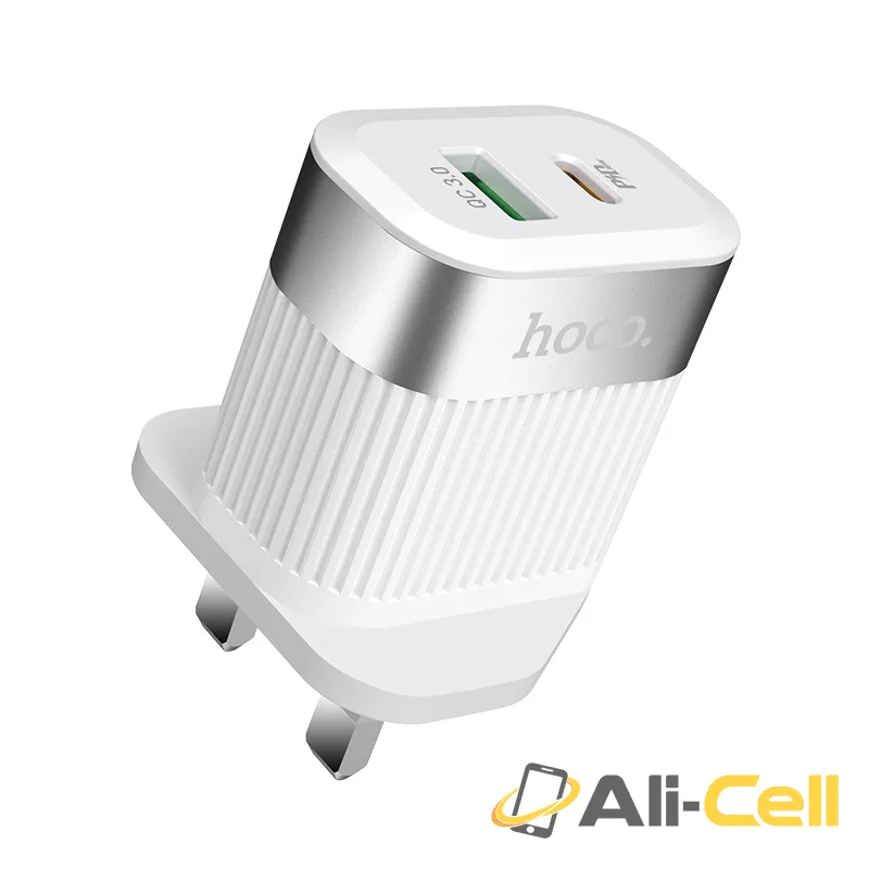 Wall charger “C58B Prominent” USB QC3.0 & Type-C PD UK (C58b White) — 2