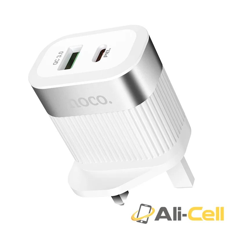 Wall charger “C58B Prominent” USB QC3.0 & Type-C PD UK (C58b White) — 3