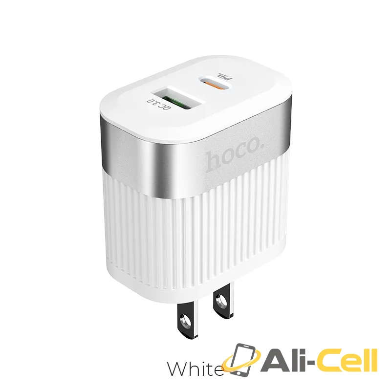 Wall charger “C58 Prominent” USB QC3.0 & Type-C PD US (C58 White)