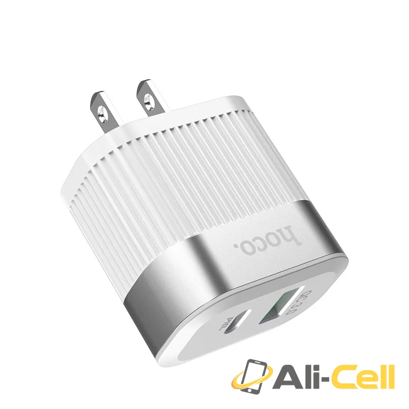 Wall charger “C58 Prominent” USB QC3.0 & Type-C PD US (C58 White) — 3