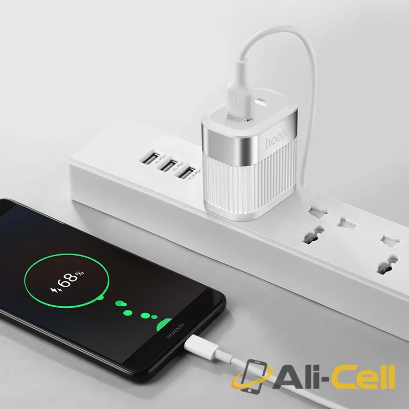 Wall charger “C58 Prominent” USB QC3.0 & Type-C PD US (C58 White) — 5