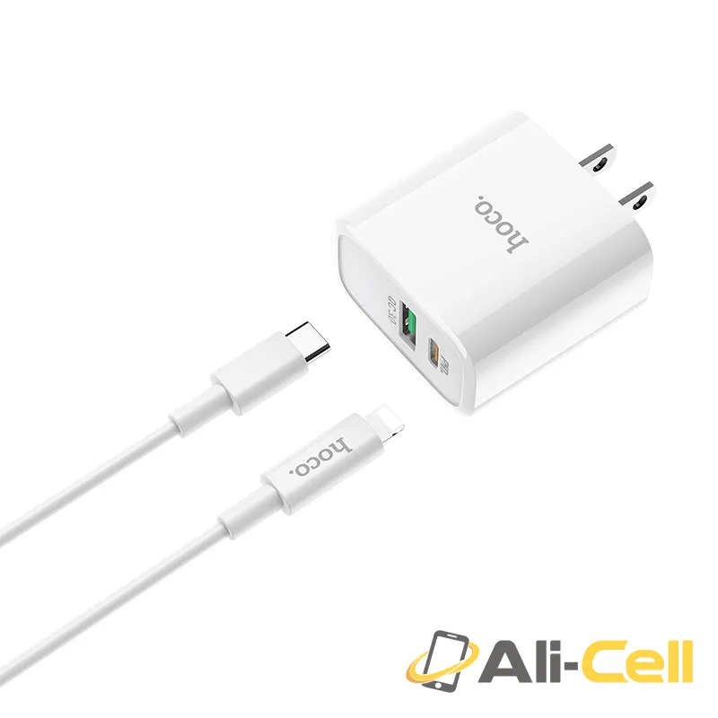 Wall charger “C57 Speed charger” USB QC3.0 & Type-C PD set with cable US (C57 Type C Lightning White, Set With Type C To Lightning Cable) — 3
