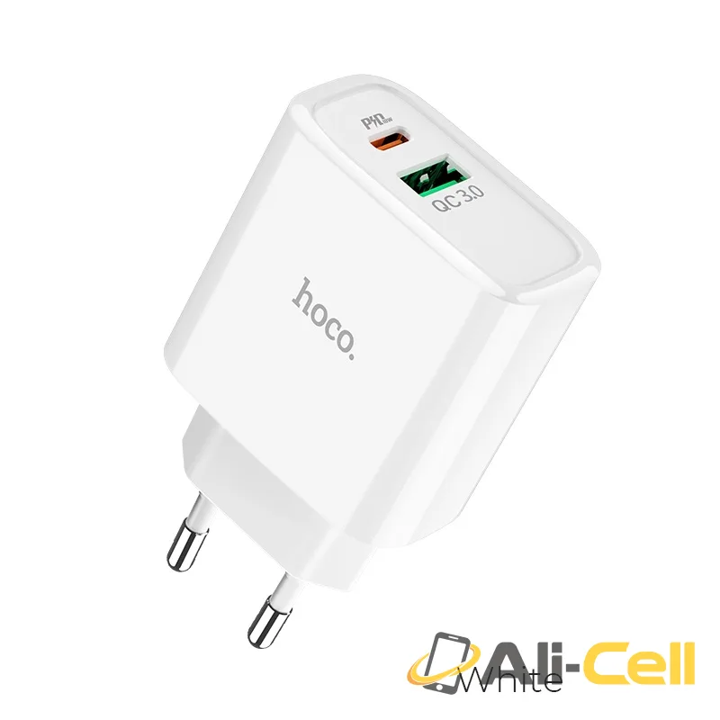 Wall charger “C57A Speed charger”USB QC3.0 & Type-C PD set with cable EU (C57a White, Single)