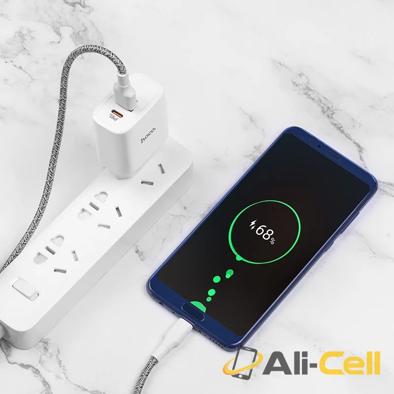 Wall charger “C57A Speed charger”USB QC3.0 & Type-C PD set with cable EU (C57a White, Single) — 6