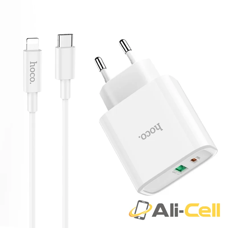 Wall charger “C57A Speed charger”USB QC3.0 & Type-C PD set with cable EU (C57a Type C Lightning White, Set With Type C To Lightning Cable) — 4