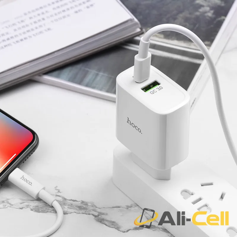 Wall charger “C57A Speed charger”USB QC3.0 & Type-C PD set with cable EU (C57a Type C Lightning White, Set With Type C To Lightning Cable) — 5