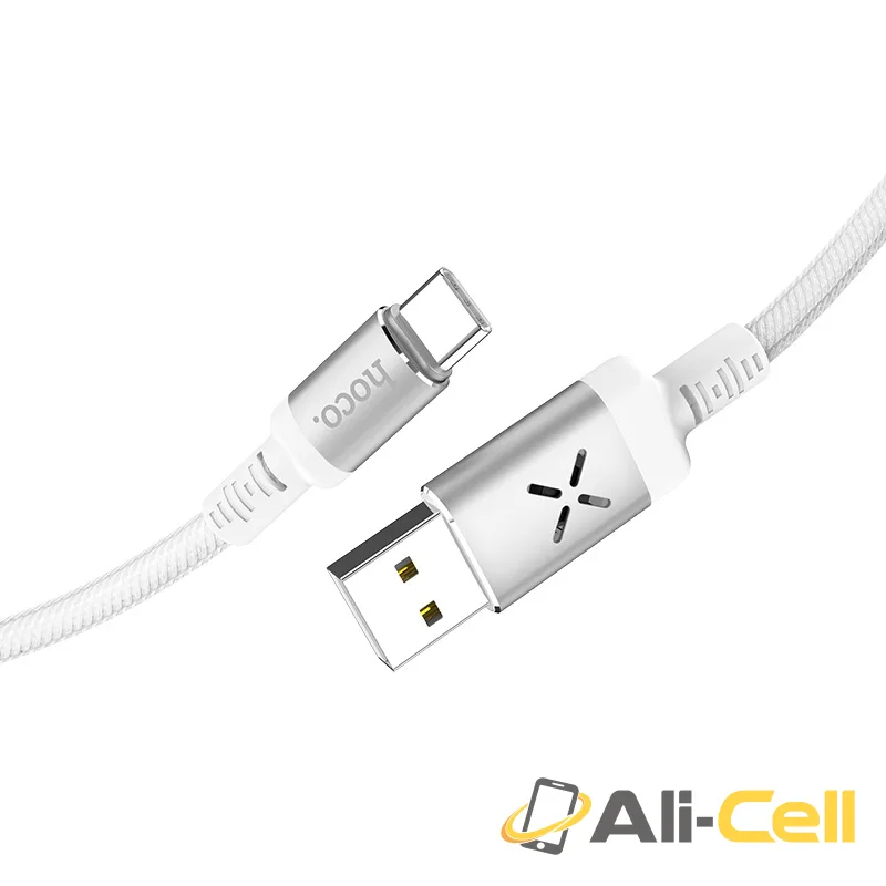 Cable USB to Type-C “U63 Spirit” charging data sync with backlight (U63 Type C Black, 1.2m) — 3