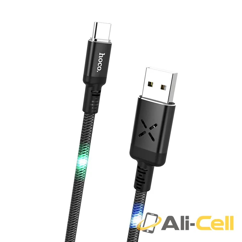 Cable USB to Type-C “U63 Spirit” charging data sync with backlight (U63 Type C White, 1.2m) — 2