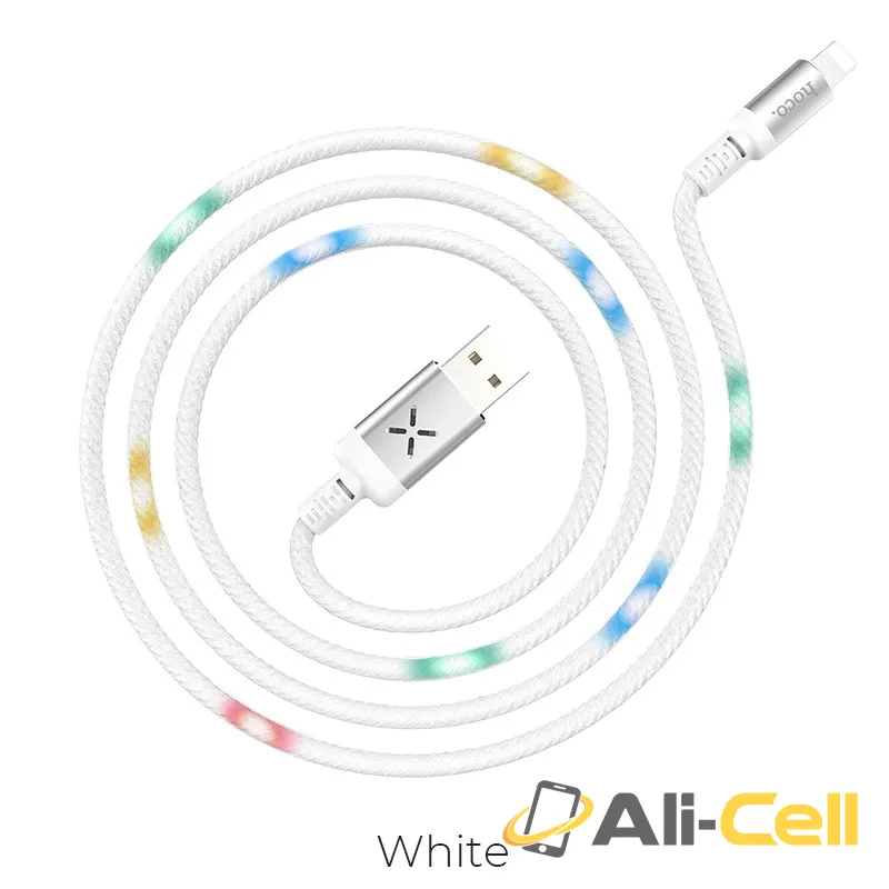 Cable USB to Lightning “U63 Spirit” charging data sync with backlight (U63 Lightning White, 1.2m)