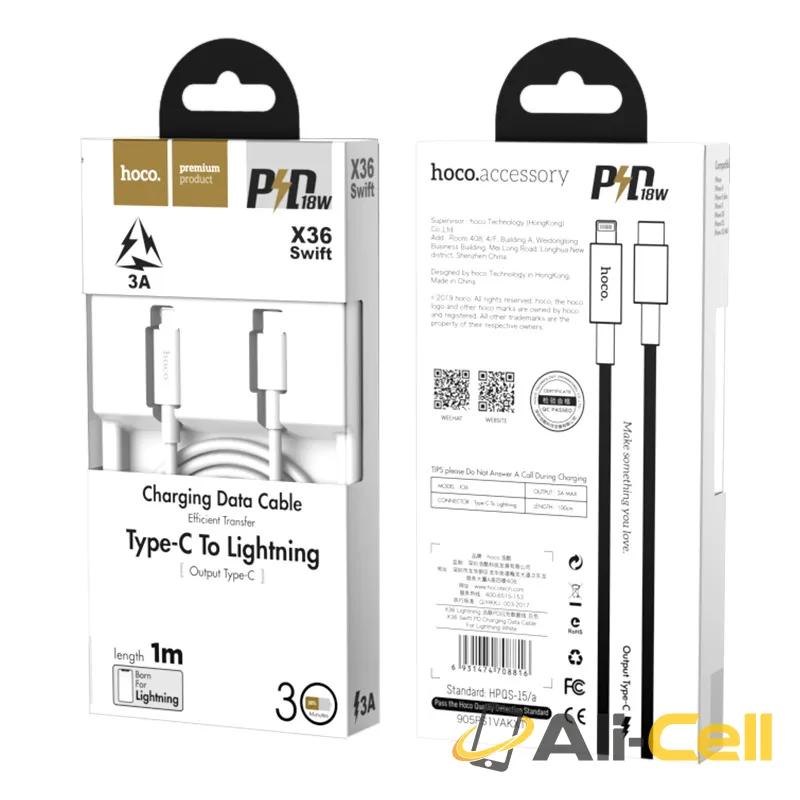 Cable Type-C to Lightning “X36 Swift PD” charging data sync (X36 Type C Lightning White, 1.0m) — 7